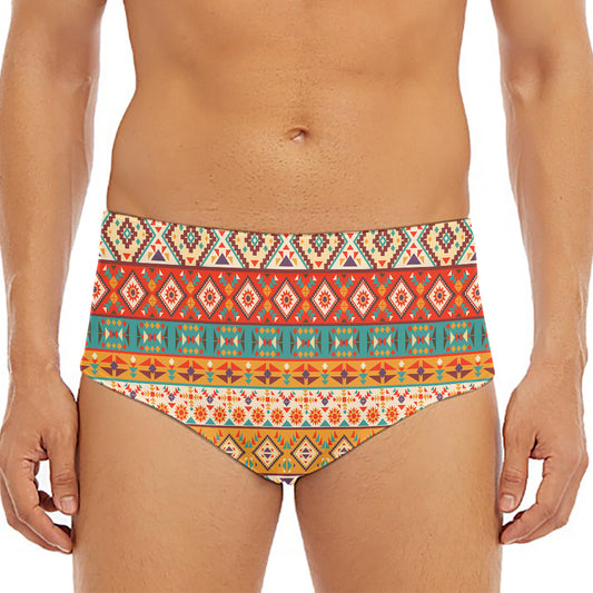 Navajo Native Pattern Print Men's Triangle Swim Briefs