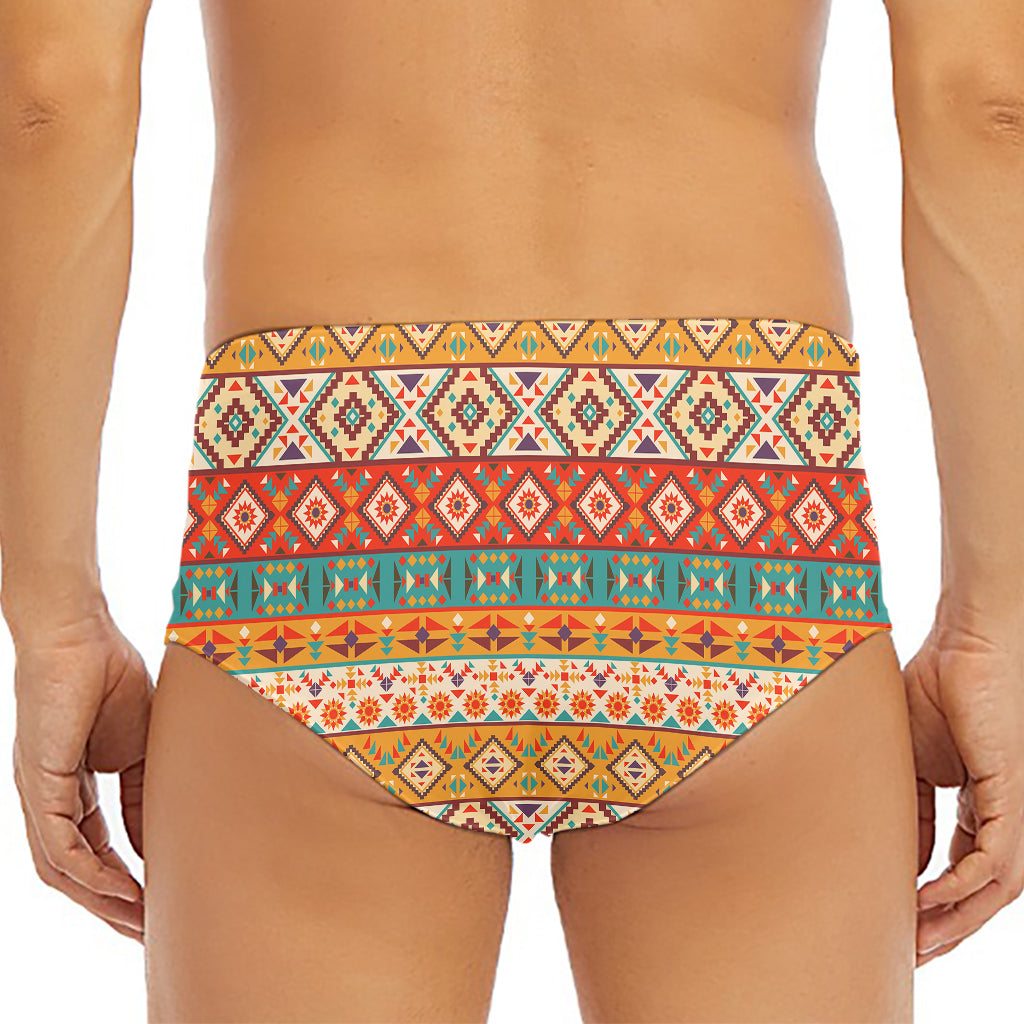 Navajo Native Pattern Print Men's Triangle Swim Briefs
