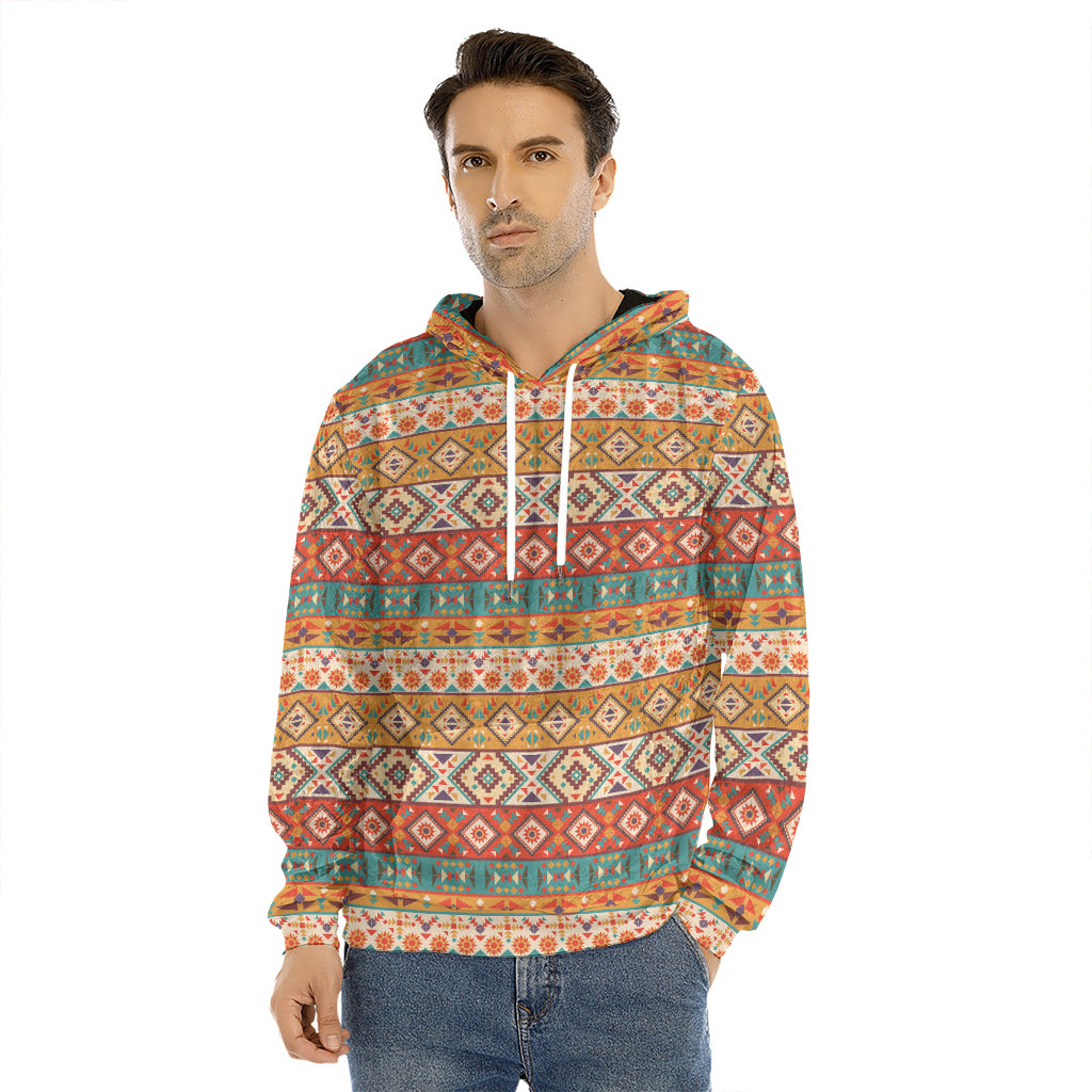 Navajo Native Pattern Print Men's Velvet Pullover Hoodie