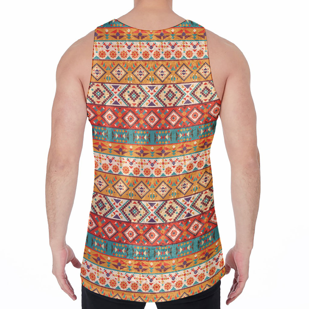 Navajo Native Pattern Print Men's Velvet Tank Top