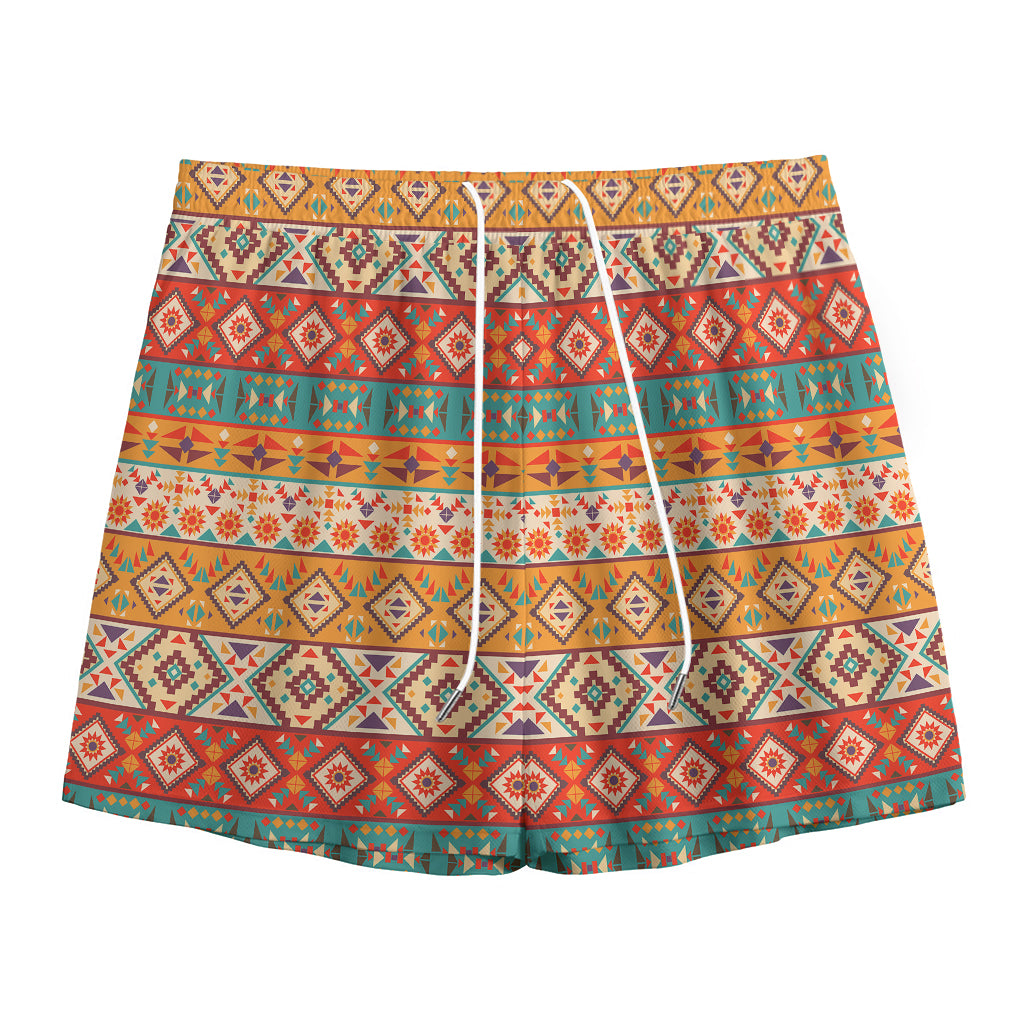 Navajo Native Pattern Print Mesh Shorts