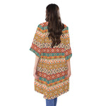 Navajo Native Pattern Print Open Front Beach Cover Up