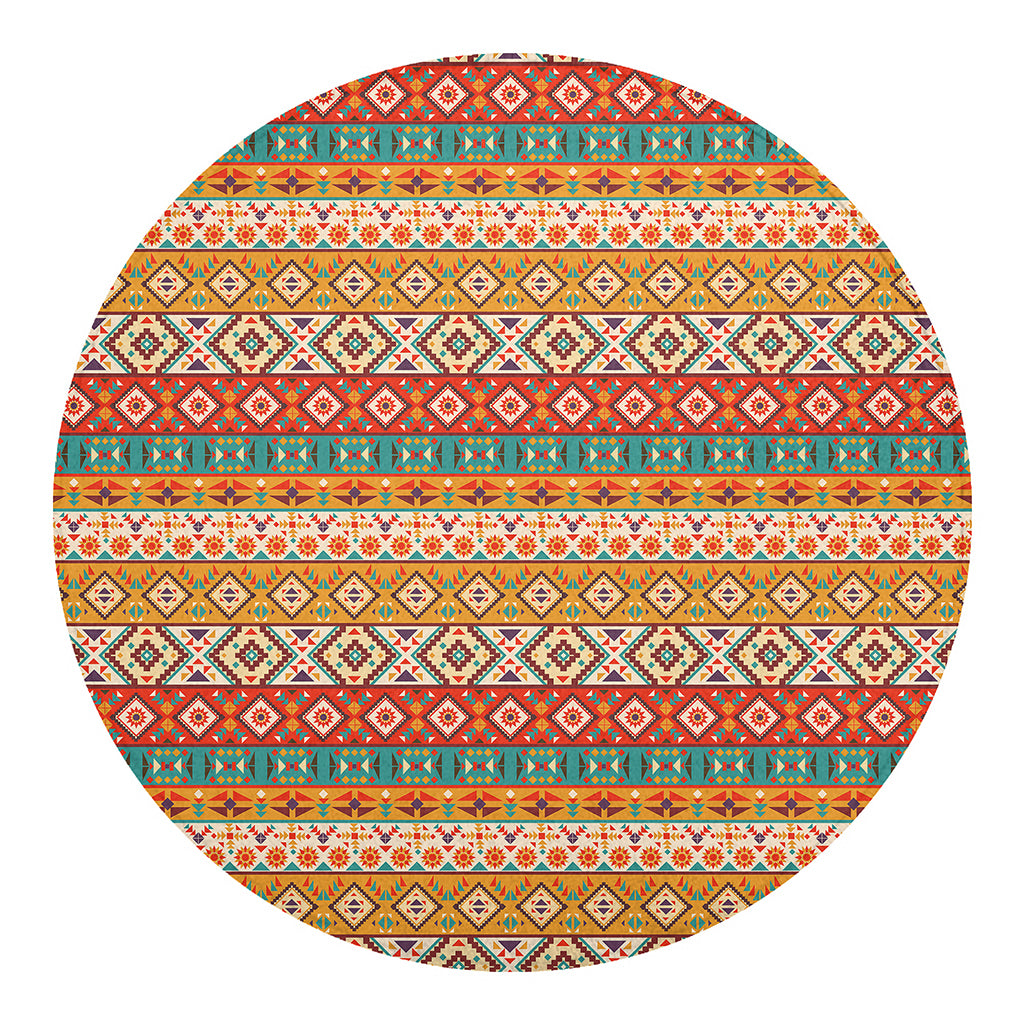 Navajo Native Pattern Print Round Blanket