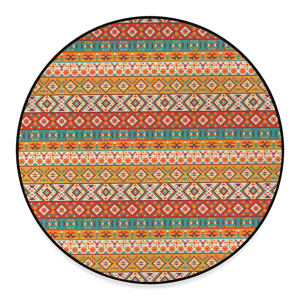 Navajo Native Pattern Print Round Floor Mat