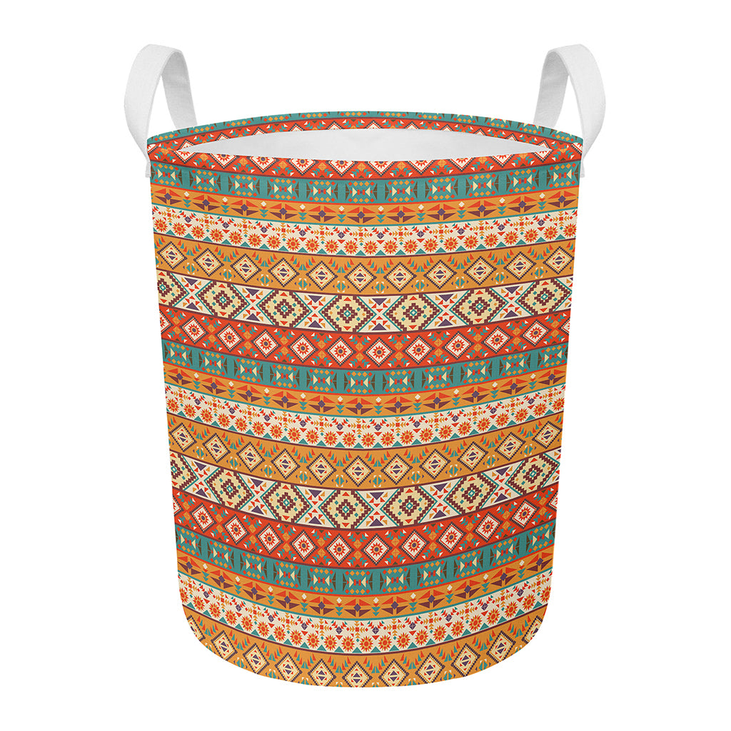 Navajo Native Pattern Print Round Laundry Basket