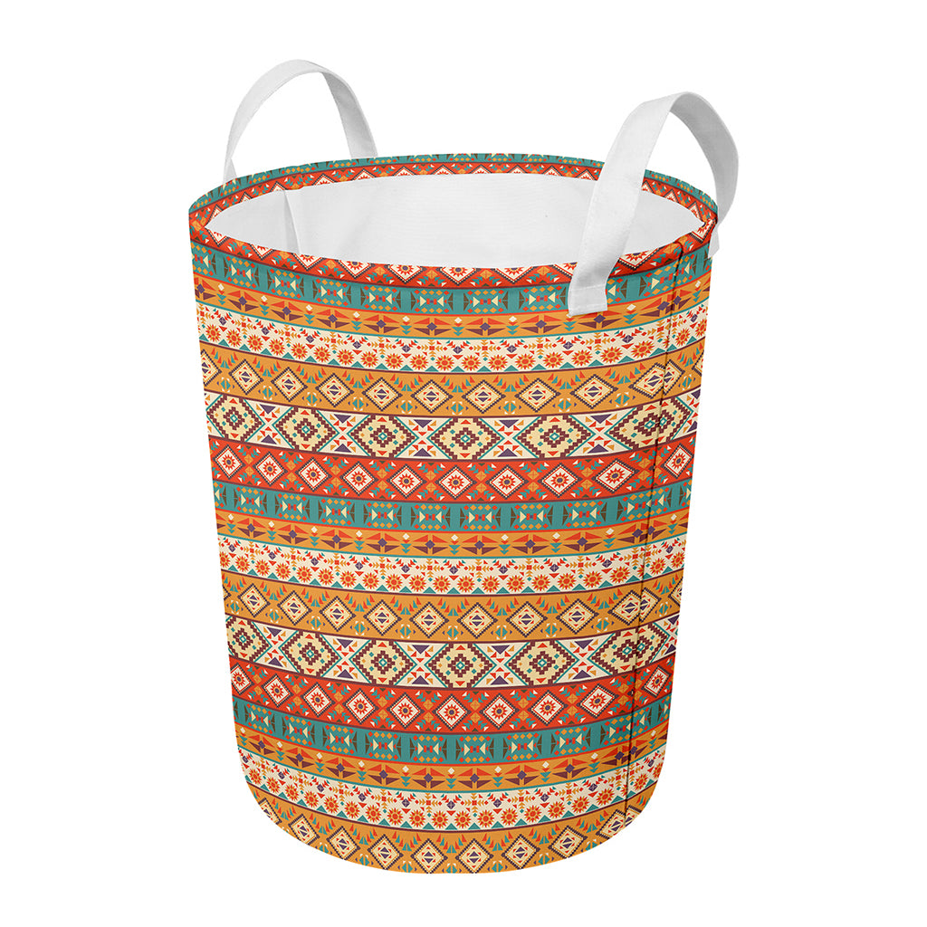 Navajo Native Pattern Print Round Laundry Basket