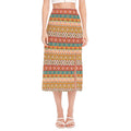 Navajo Native Pattern Print Side Slit Midi Skirt