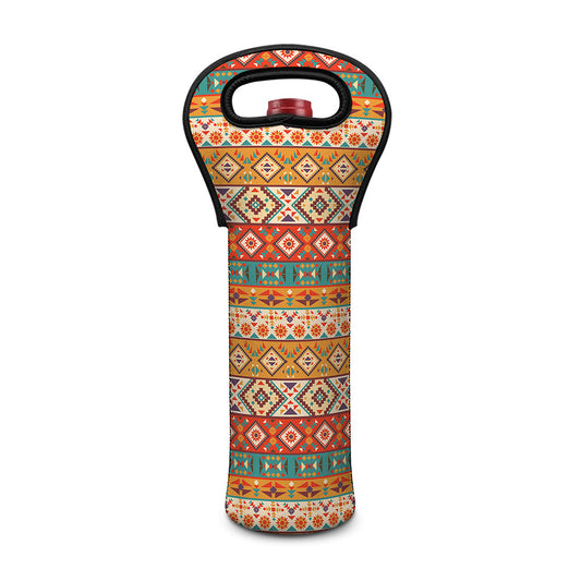 Navajo Native Pattern Print Single Neoprene Wine Tote