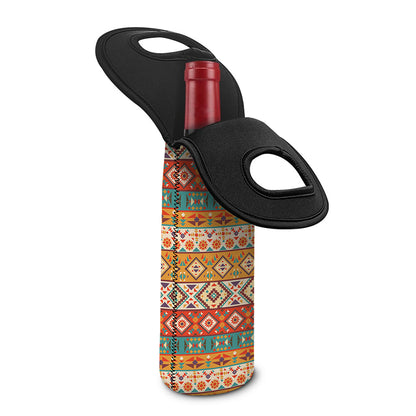 Navajo Native Pattern Print Single Neoprene Wine Tote