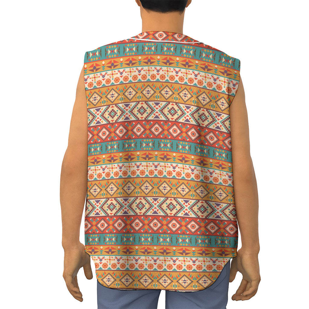 Navajo Native Pattern Print Sleeveless Baseball Jersey