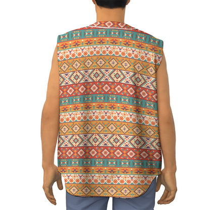 Navajo Native Pattern Print Sleeveless Baseball Jersey