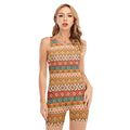 Navajo Native Pattern Print Sleeveless One Piece Swimsuit