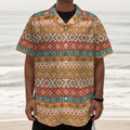 Navajo Native Pattern Print Textured Short Sleeve Shirt