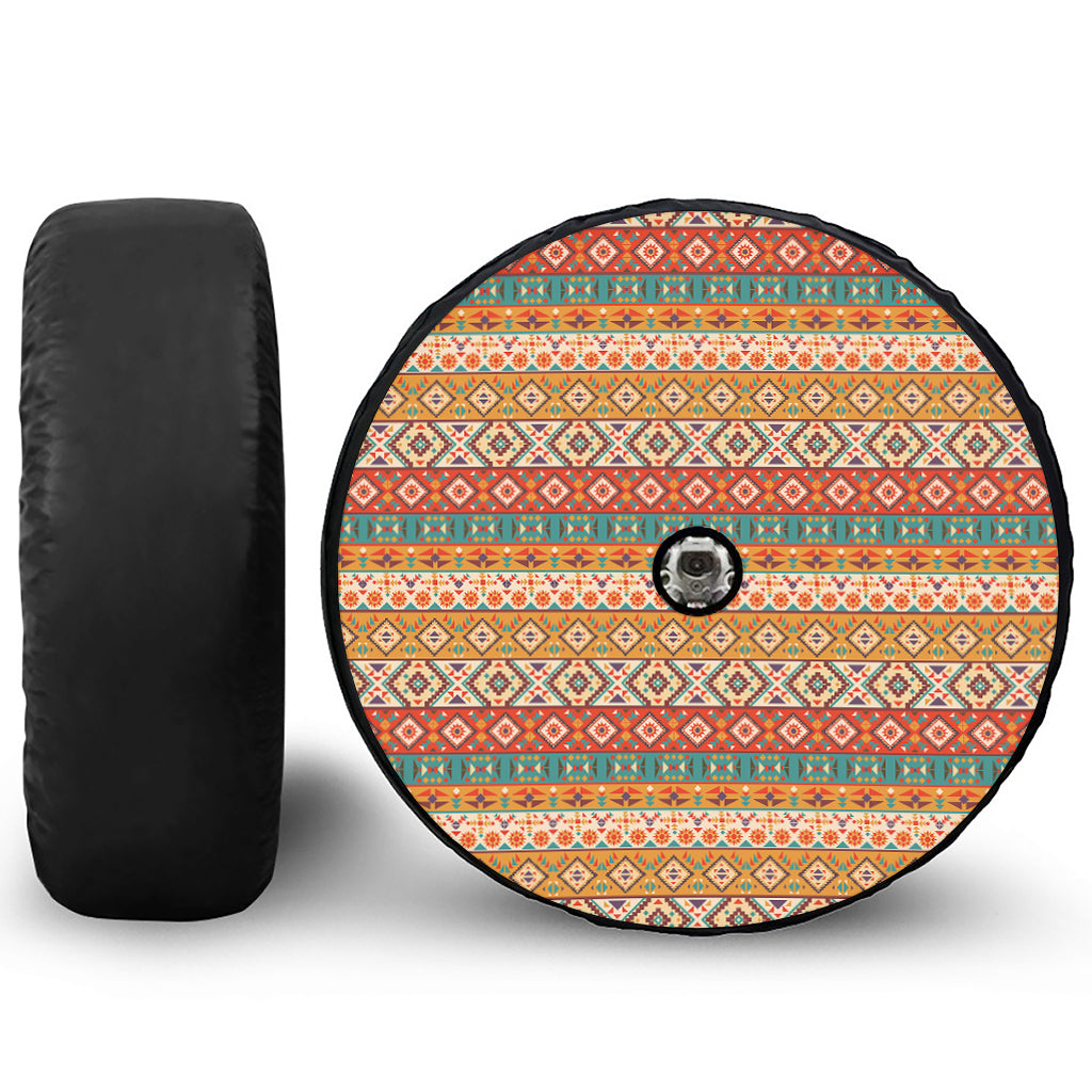 Navajo Native Pattern Print Tire Cover With Camera Hole