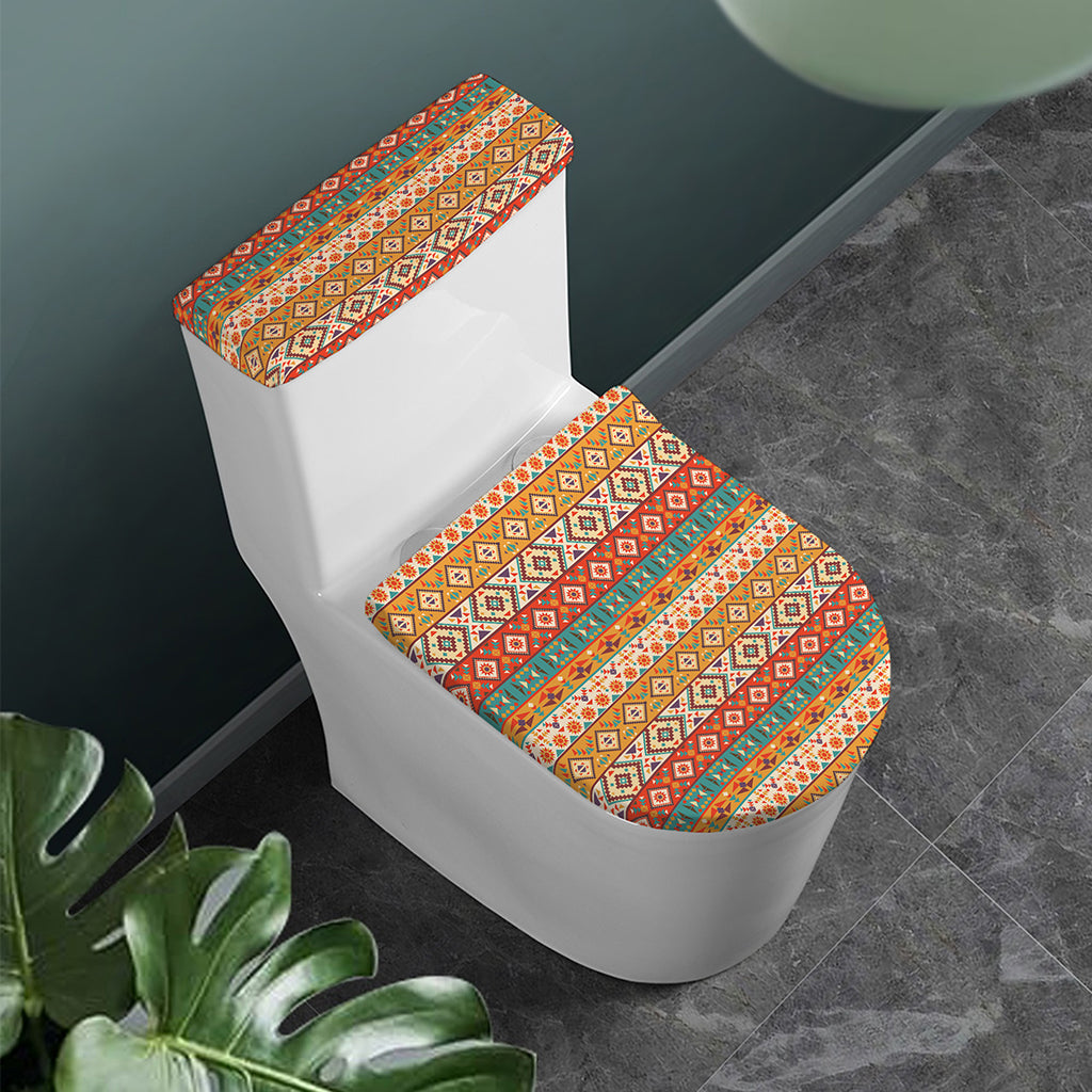 Navajo Native Pattern Print Toilet Lid And Tank Cover Set