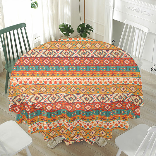 Navajo Native Pattern Print Waterproof Round Tablecloth