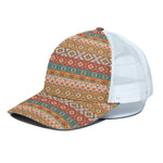 Navajo Native Pattern Print White Mesh Trucker Cap