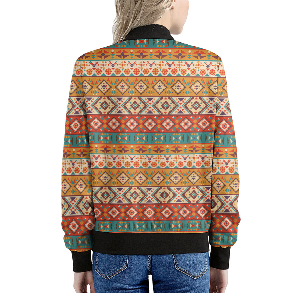 Navajo Native Pattern Print Women's Bomber Jacket