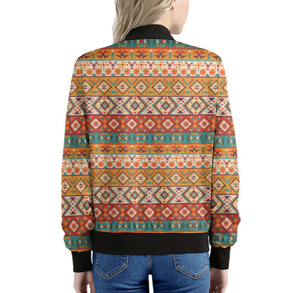 Navajo Native Pattern Print Women's Bomber Jacket