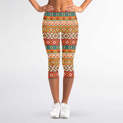 Navajo Native Pattern Print Women's Capri Leggings