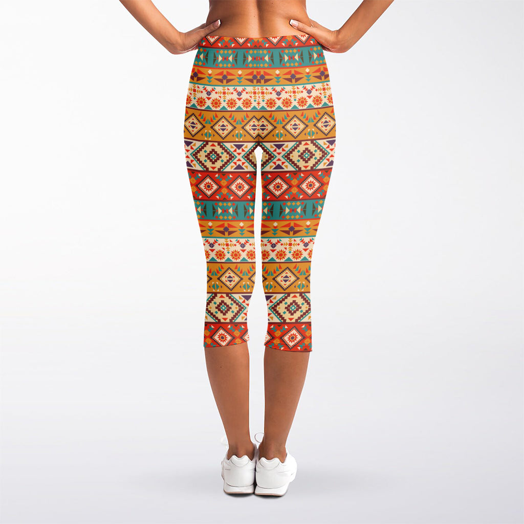Navajo Native Pattern Print Women's Capri Leggings