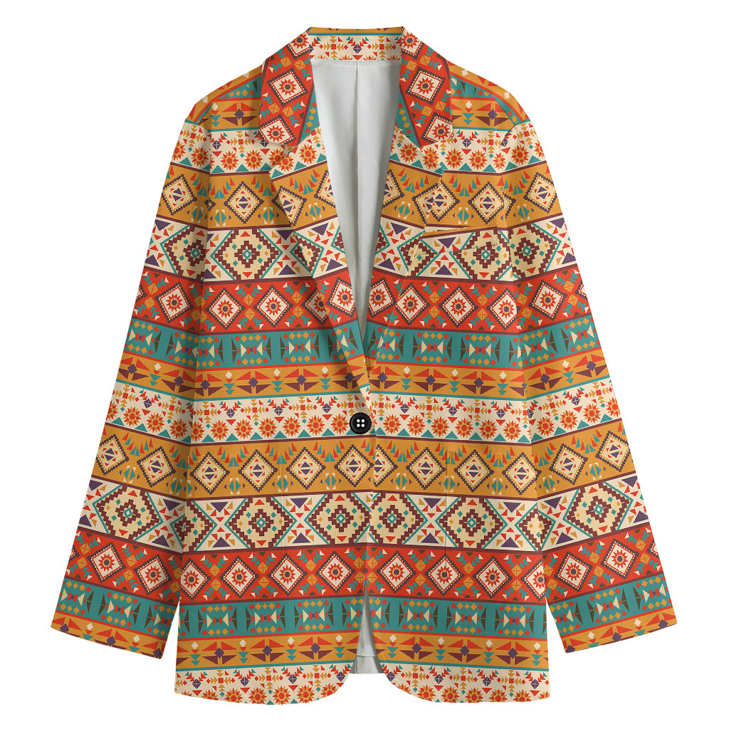 Navajo Native Pattern Print Women's Cotton Blazer