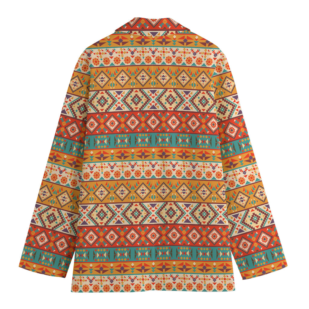 Navajo Native Pattern Print Women's Cotton Blazer
