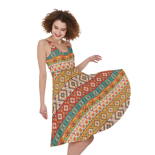 Navajo Native Pattern Print Women's Sleeveless Dress