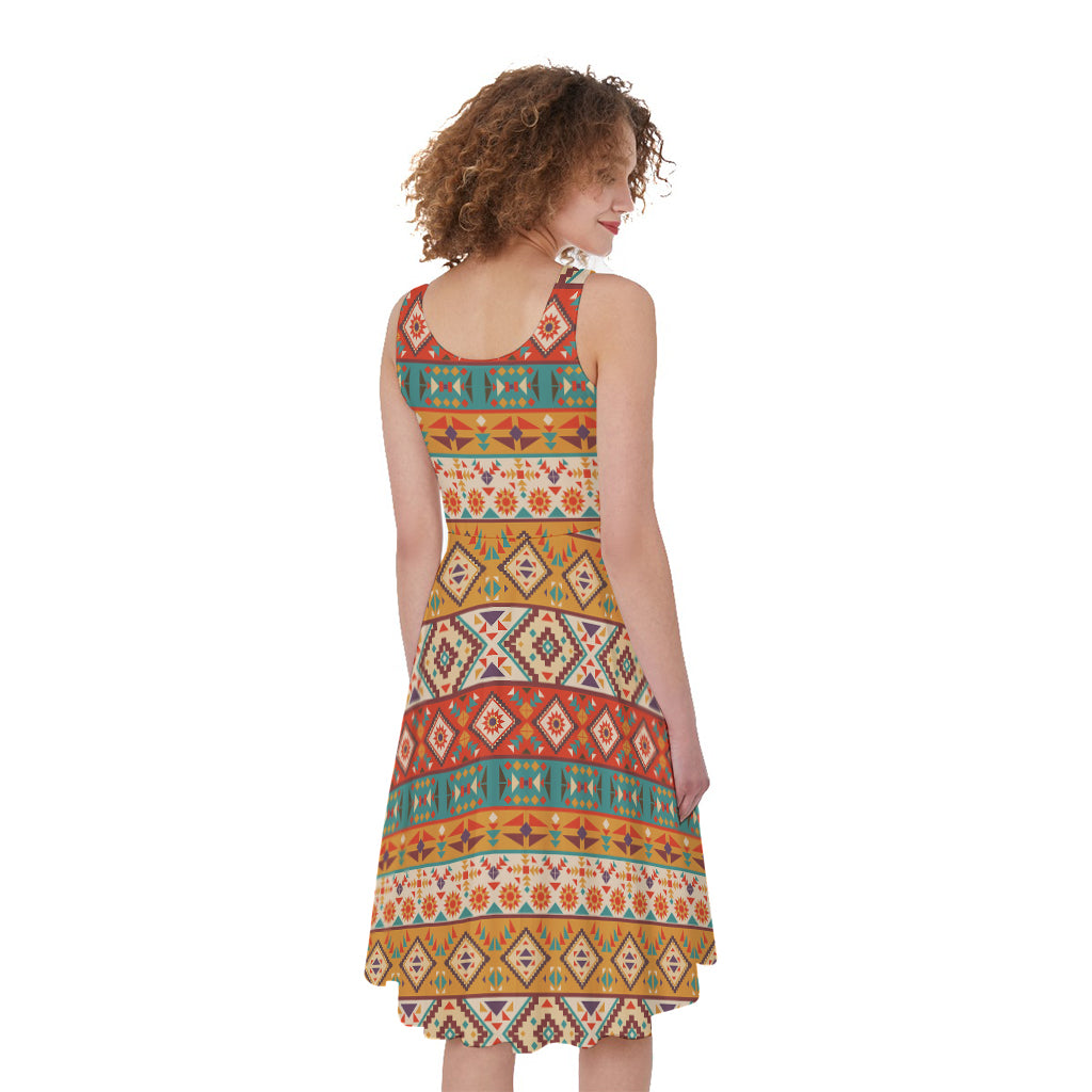 Navajo Native Pattern Print Women's Sleeveless Dress