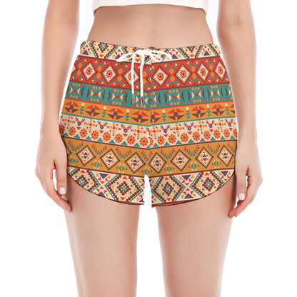 Navajo Native Pattern Print Women's Split Running Shorts