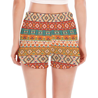 Navajo Native Pattern Print Women's Split Running Shorts