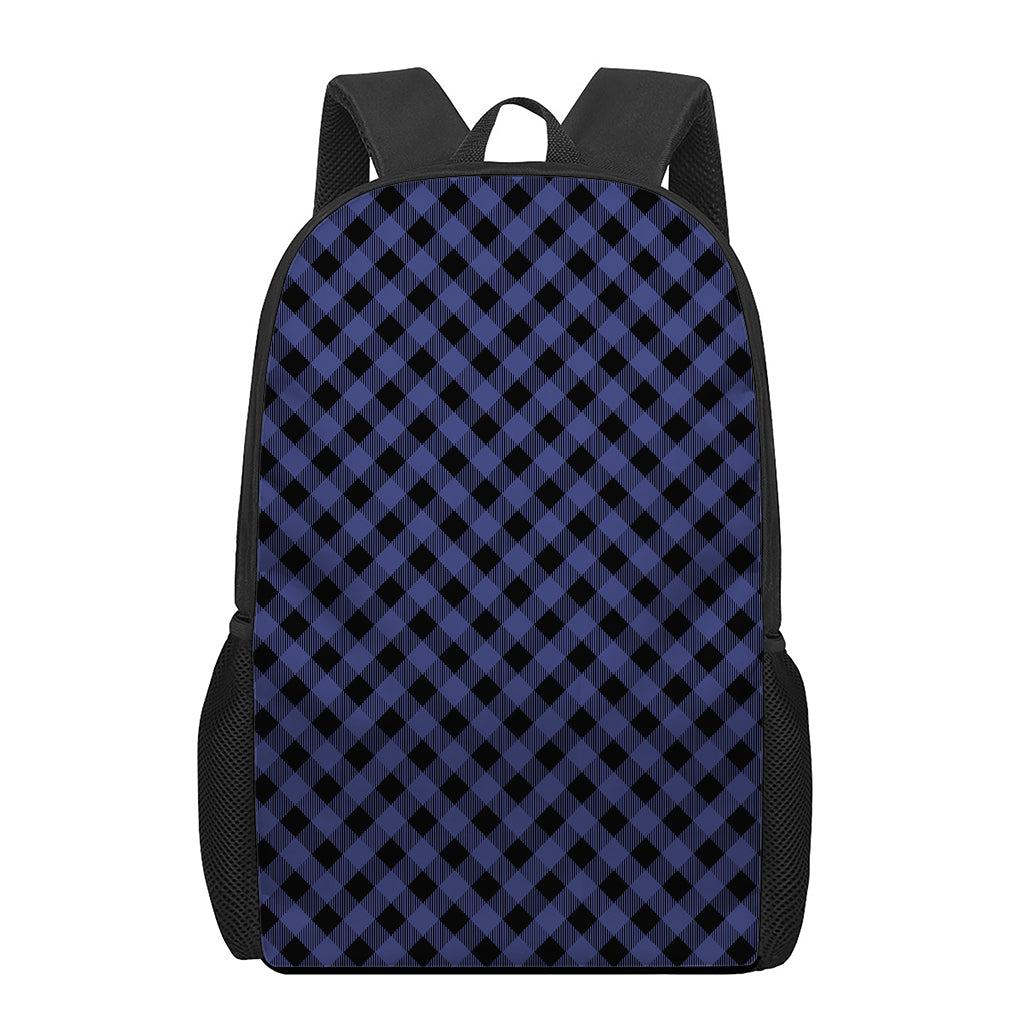 Navy And Black Buffalo Plaid Print 17 Inch Backpack
