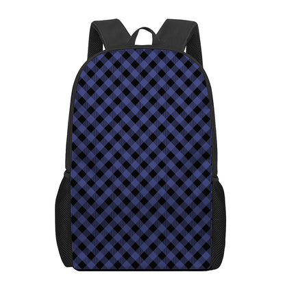 Navy And Black Buffalo Plaid Print 17 Inch Backpack