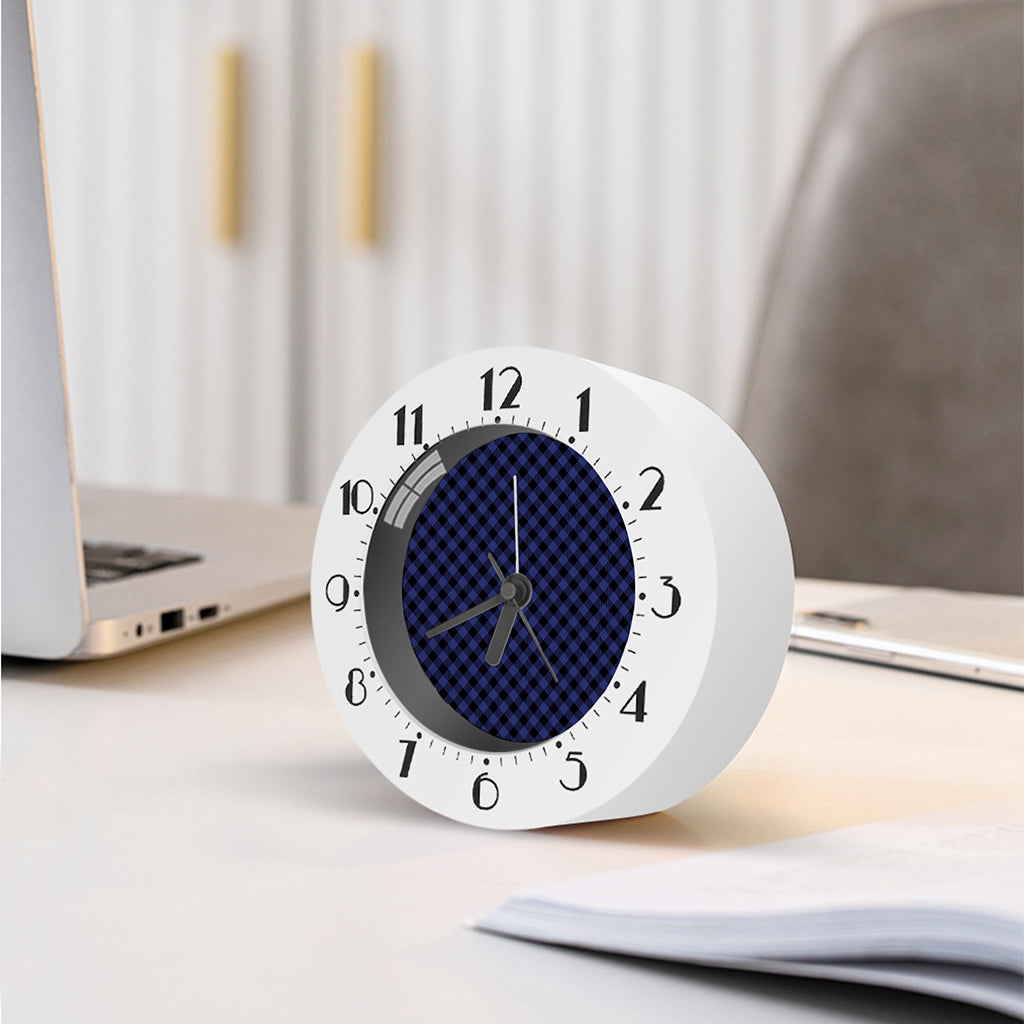 Navy And Black Buffalo Plaid Print Alarm Clock
