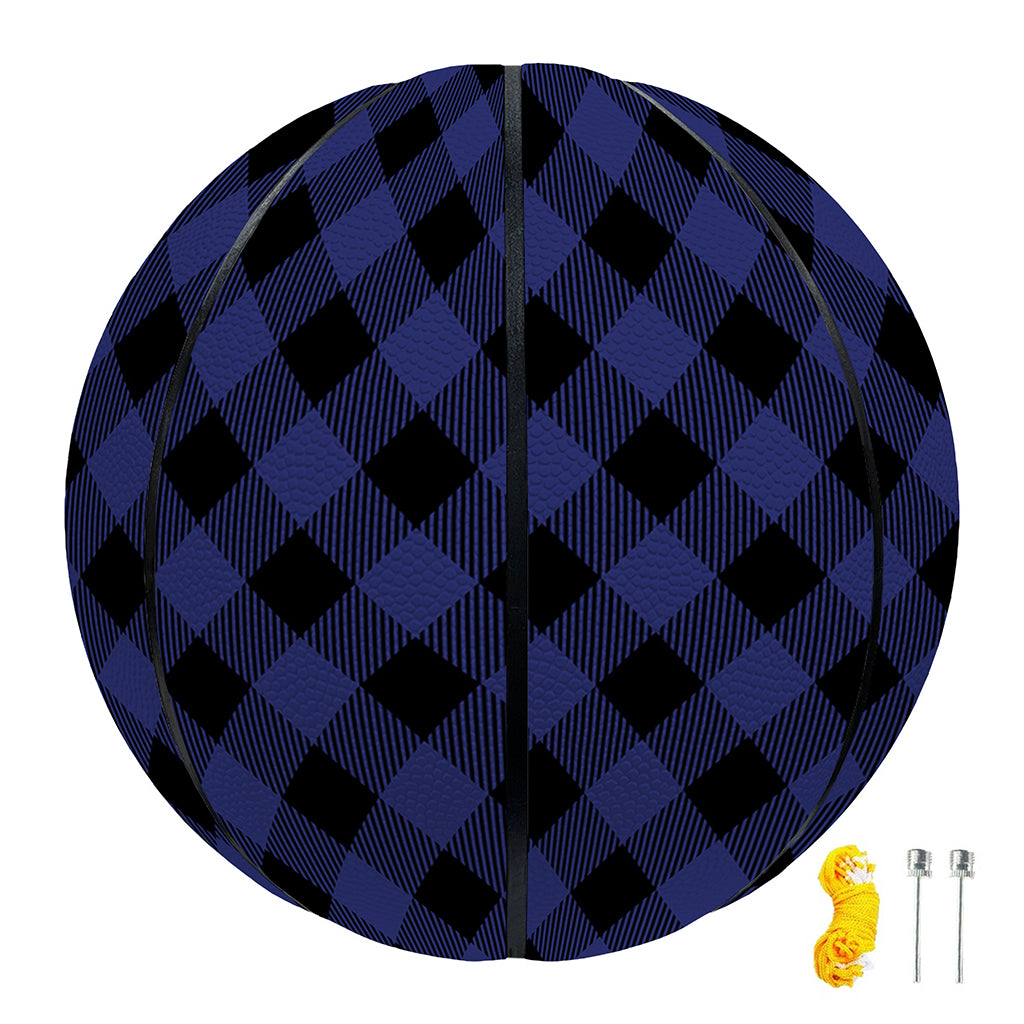 Navy And Black Buffalo Plaid Print Basketball