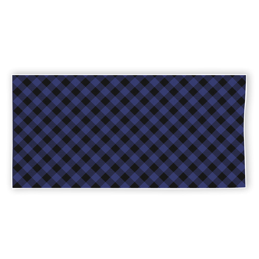 Navy And Black Buffalo Plaid Print Beach Towel