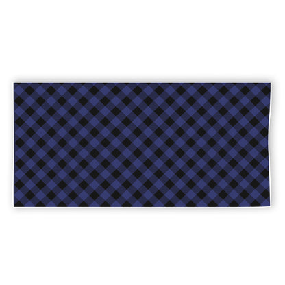 Navy And Black Buffalo Plaid Print Beach Towel