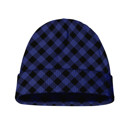 Navy And Black Buffalo Plaid Print Beanie