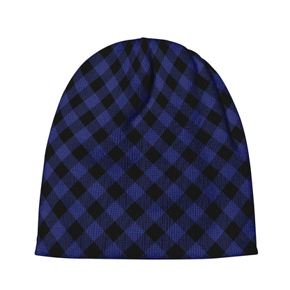Navy And Black Buffalo Plaid Print Beanie