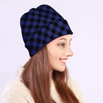Navy And Black Buffalo Plaid Print Beanie