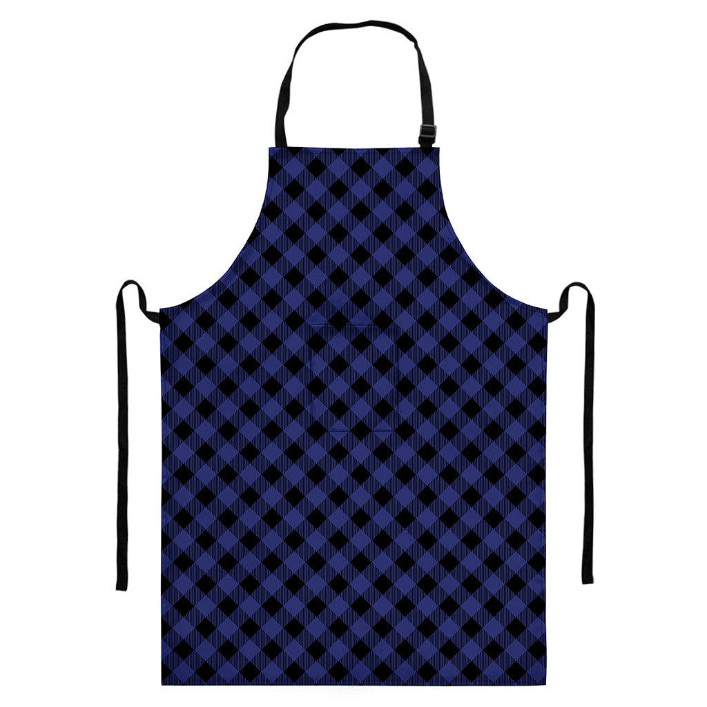 Navy And Black Buffalo Plaid Print Bib Apron With Pocket
