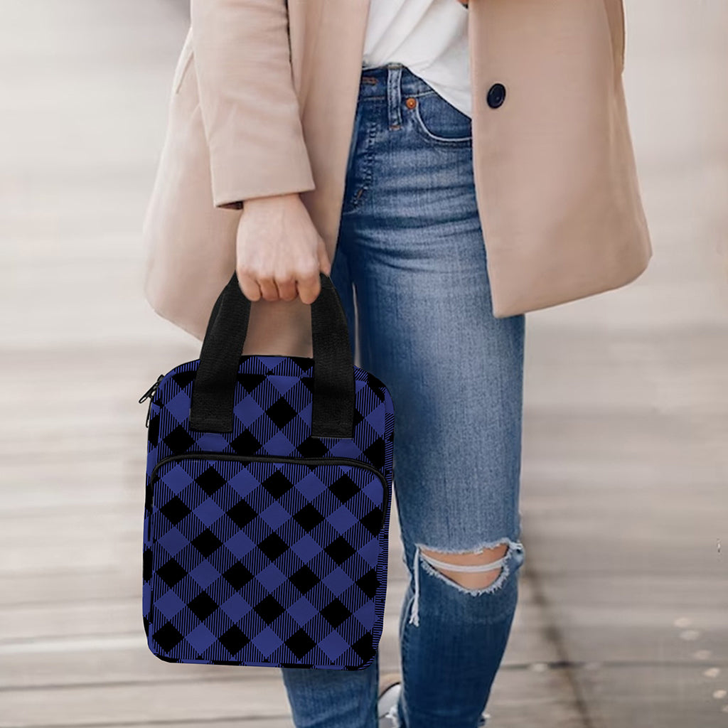 Navy And Black Buffalo Plaid Print Bible Tote Bag