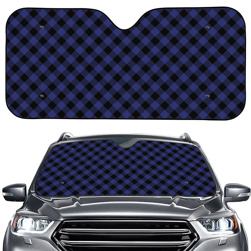 Navy And Black Buffalo Plaid Print Car Windshield Sun Shade