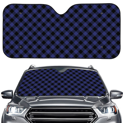 Navy And Black Buffalo Plaid Print Car Windshield Sun Shade
