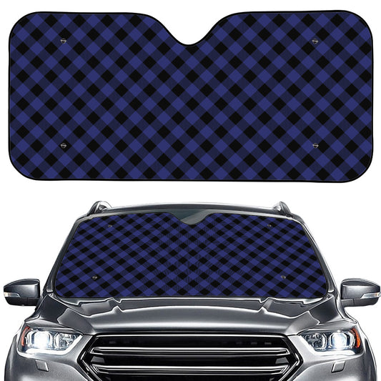 Navy And Black Buffalo Plaid Print Car Windshield Sun Shade