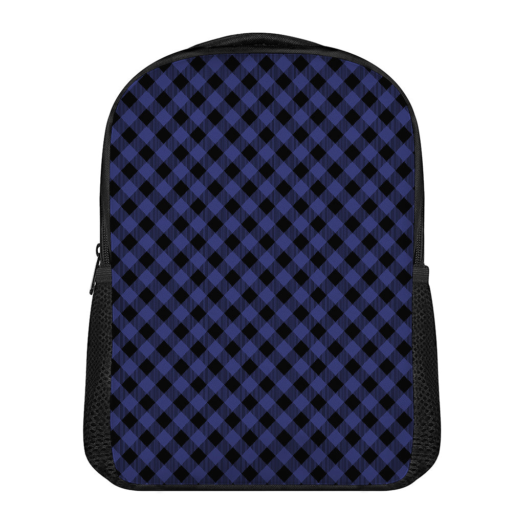 Navy And Black Buffalo Plaid Print Casual Backpack