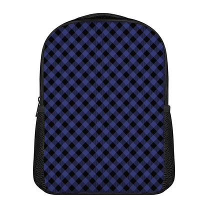 Navy And Black Buffalo Plaid Print Casual Backpack