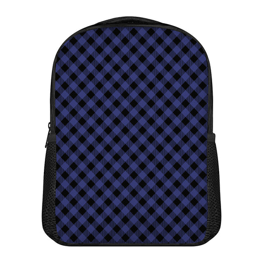 Navy And Black Buffalo Plaid Print Casual Backpack