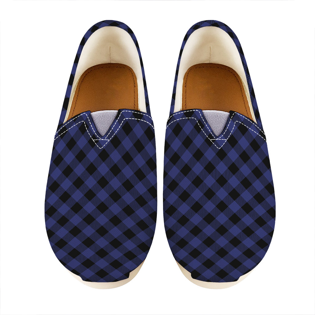 Navy And Black Buffalo Plaid Print Casual Shoes