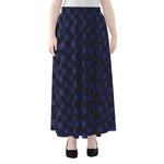 Navy And Black Buffalo Plaid Print Chiffon Maxi Skirt